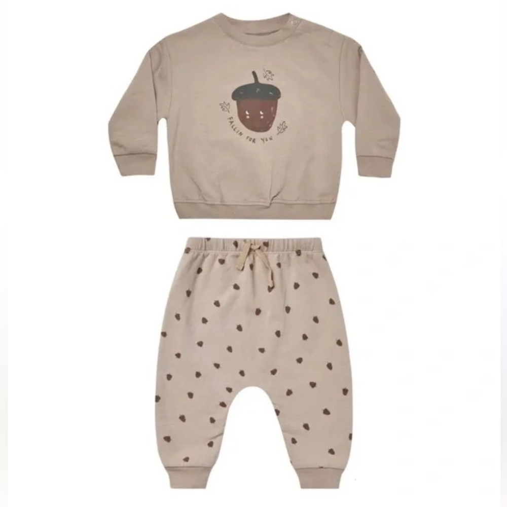 Quincy Mae Fleece Sweatpant Set In Acorn
